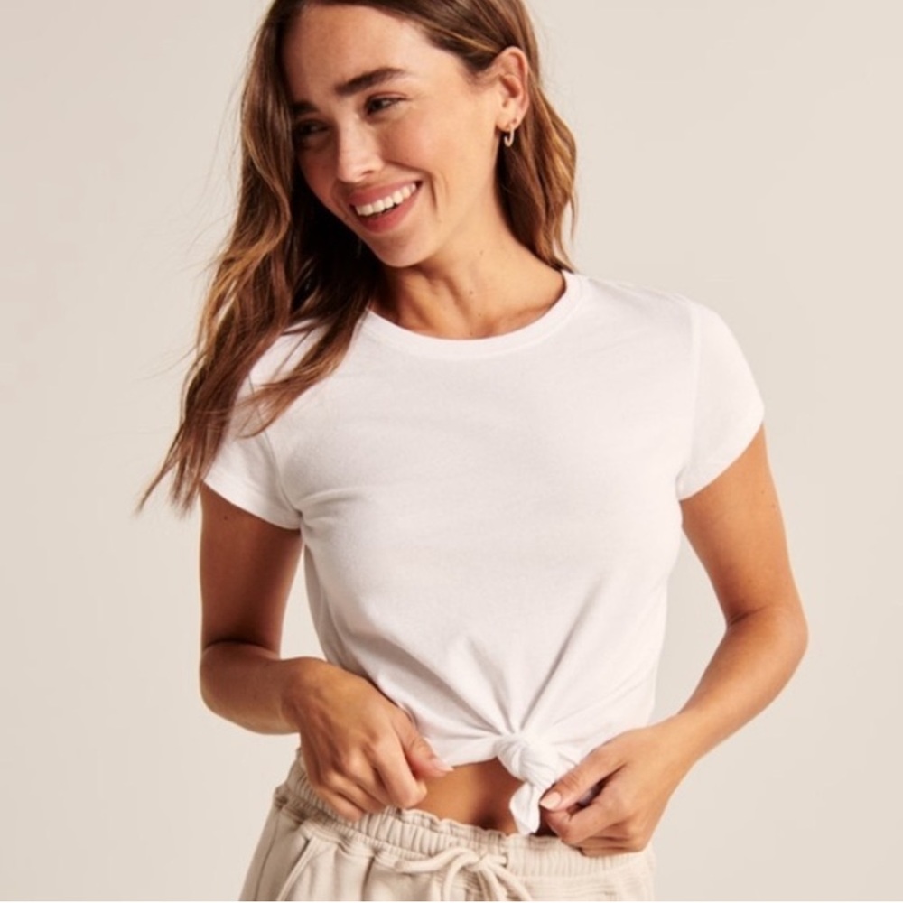White A&F Front Tie Tee